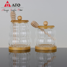 Honey jar with wooden lid borosilicate glass jar