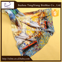 Customize 100% silk scarf paint or digital printed long silk scarves