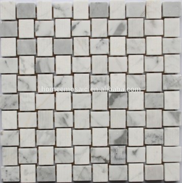 Cara White Polished surface and nature surface stone mosaic