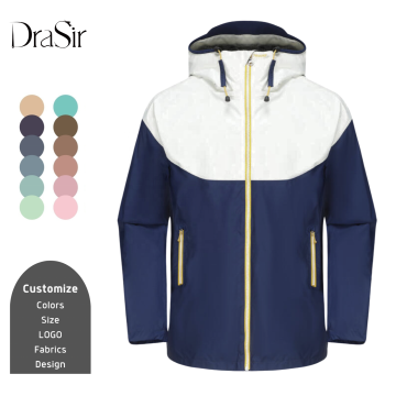 Men's Lightweight Waterproof Hooded Patchwork Outdoor Jacket