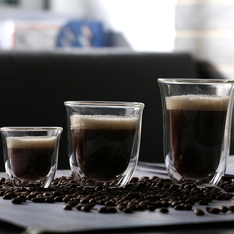 El mejor café grande, espresso, vasos de té con leche, taza de vidrio transparente de doble pared