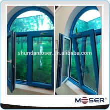 Moser German style wood window with aluminum cladding tilt and turn--round top window arched window special shape window