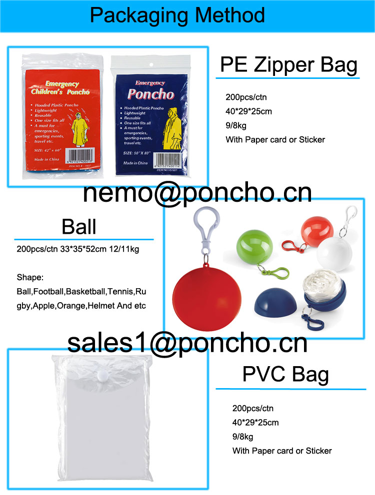 PE rain poncho inner package 