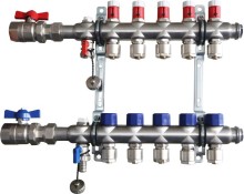 Stainless Steel Bamboo Joint Manifold with short topmeter for underfloor heating flow meter manifold