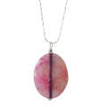 Natural Gemstone Agate Necklace with Silver Chain