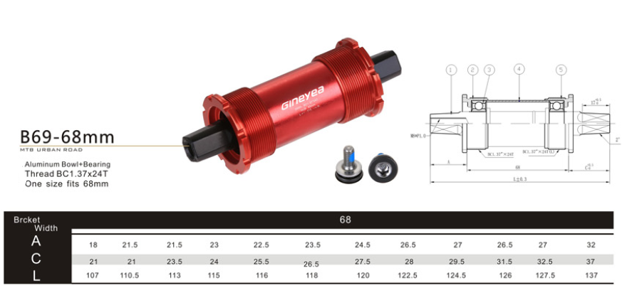 Persegi BB Sepeda Bawah Braket Set Persegi Taper Bottom Brackets Alloy Cahaya Sepeda Komponen