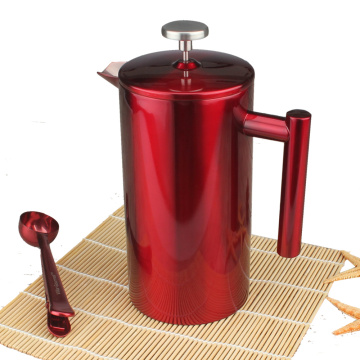 Elegant Red Stainless Steel French Press Coffee Maker