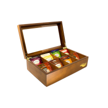 Custom Lacquered 8 Compartments Chinese Wooden Tea Box Packaging