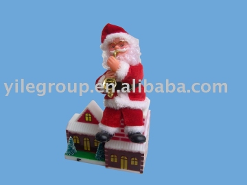 10&quot;santa sit on house/santa toys/electrical santa