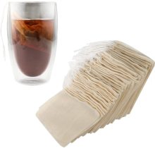 Reusable Muslin Cotton Brew Bags - Drawstring Mesh Filter Bag for Coffee, Tea, and Herbs
