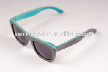 Senlin wood glasses factory Newest OEM Skateboard Wood Sunglasses with polarized lens