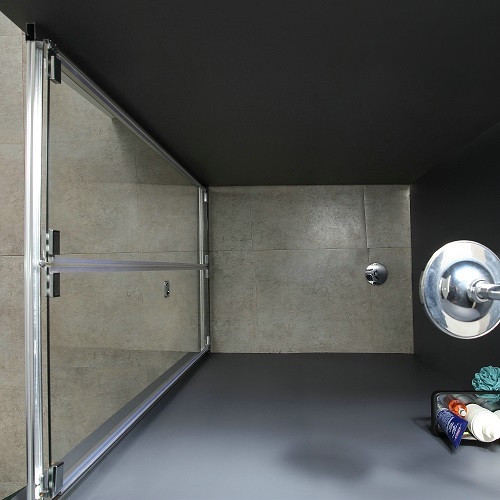 Chrome Hinge Bifold Door Shower Room With 5mmTemperedGlass