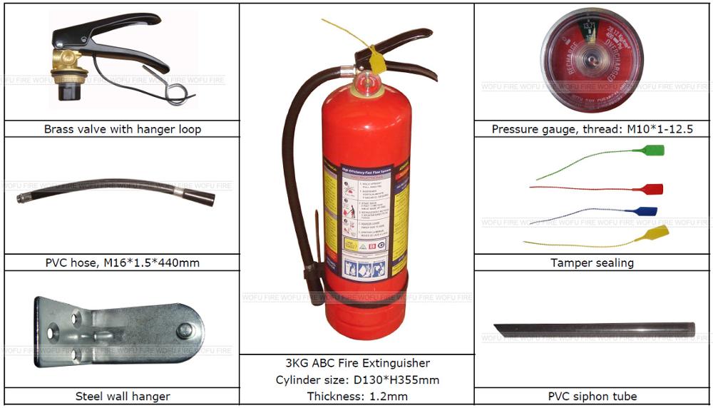 3 KG Portable ABC Dry Powder Fire Extinguisher