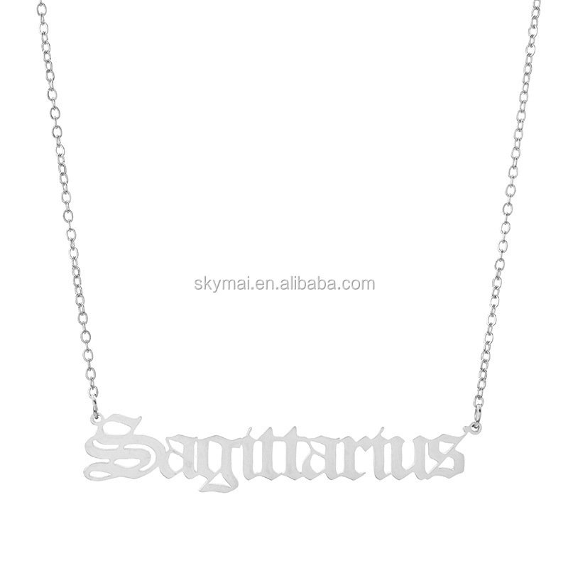 Personalized Stainless steel letter necklace,zodiac pendant necklace for women