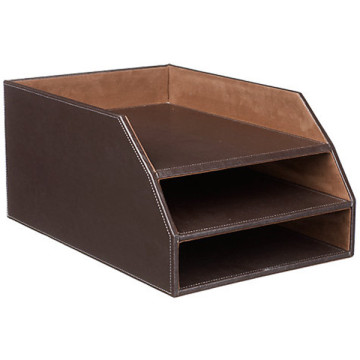 Faux leather 3 tier document tray,office document tray