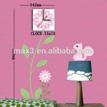 Animal and Flower Wall Stickers Clock Vinyl wooden wall clock