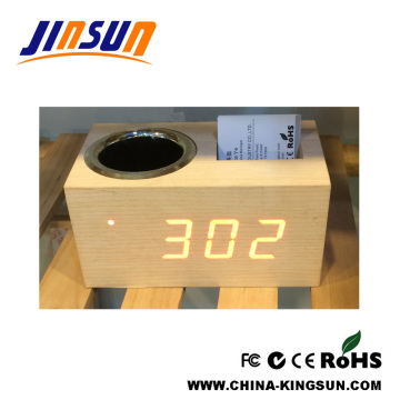 Penholder With Led Alarm Clock Name Card Box