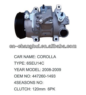 auto ac compressor for TOYOTA COROLLA 6SEU14C 447260-1493