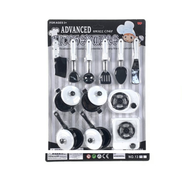 Pretend Play Kitchen Set for Kids: White & Black Chef's Toy