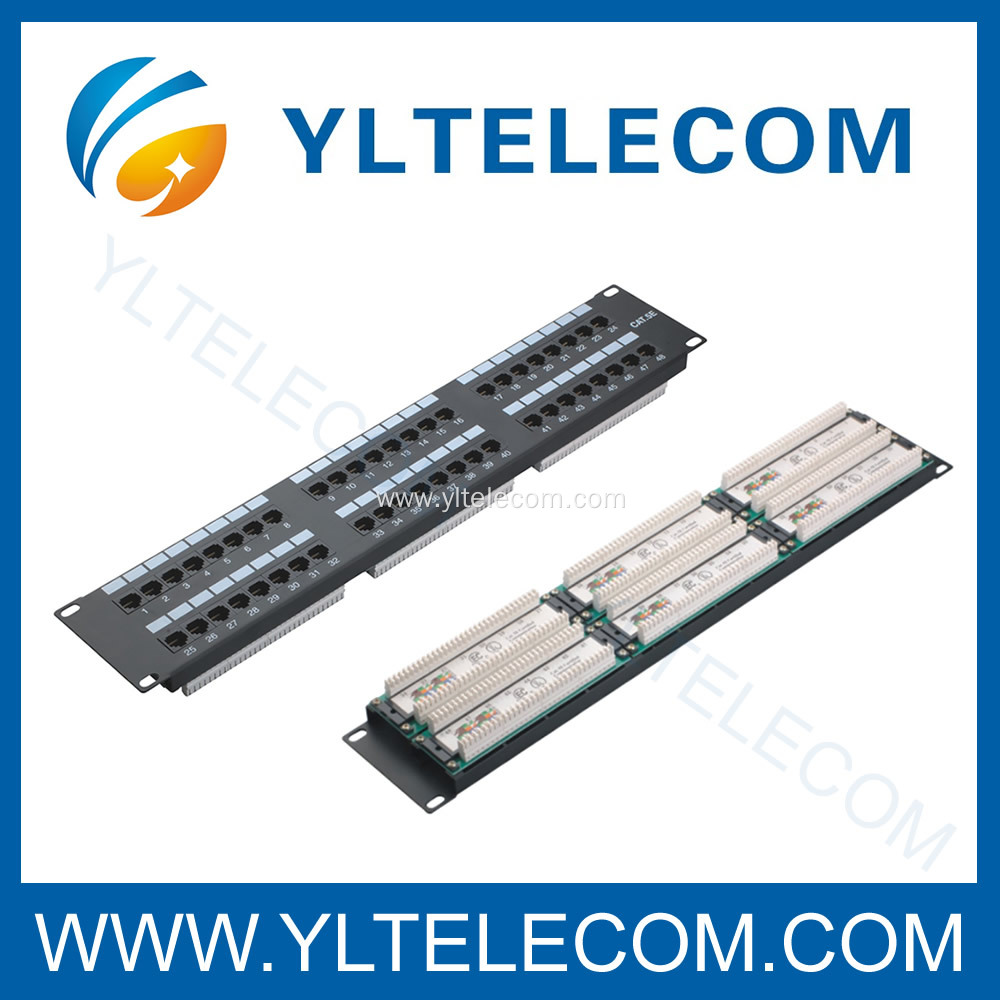 2U 19inch 48port(6*8) Patch Panel Cat.5e and Cat.6 type