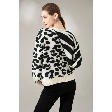 Striped leopard bump knit