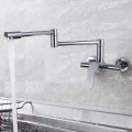 Wall mounted foldable extendable double hole sink faucet