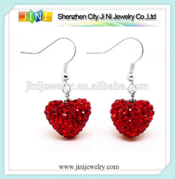 heart crystal earrings shamballa crystal earrings