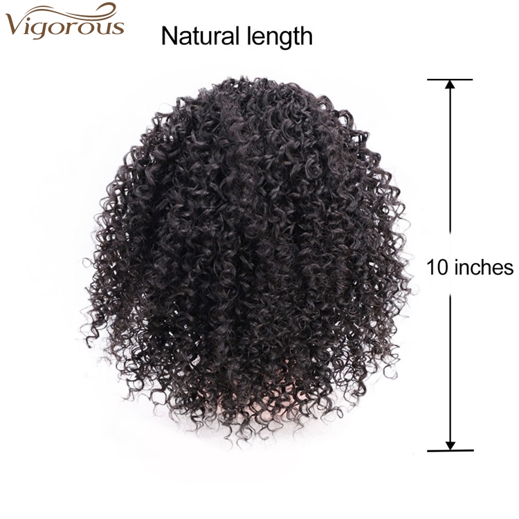Vigorous Messy Curly Hairpieces Afro Kinky Curly Hair Extension for Women Synthetic Short Drawstring Ponytail Hairpiece