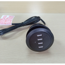 Black Round USB Charger with 4 Ports