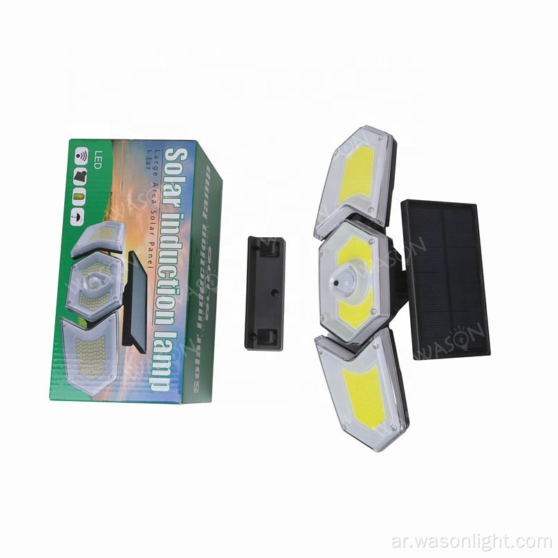 أحدث رؤوس ثلاثية ذكية 254*SMD/274*COB Outdoor Party Motion Sensing Solar Garden Garden Light مع جسم مصباح قابل للتعديل