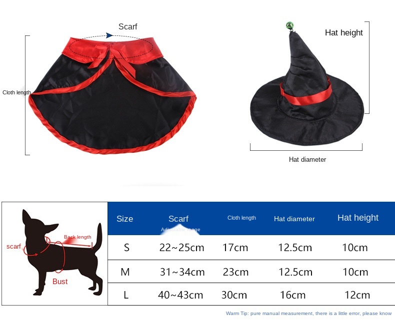 Hot Sale New Halloween Cloak Set Pet Dog Cloak Cat Cloak Hat Ornament