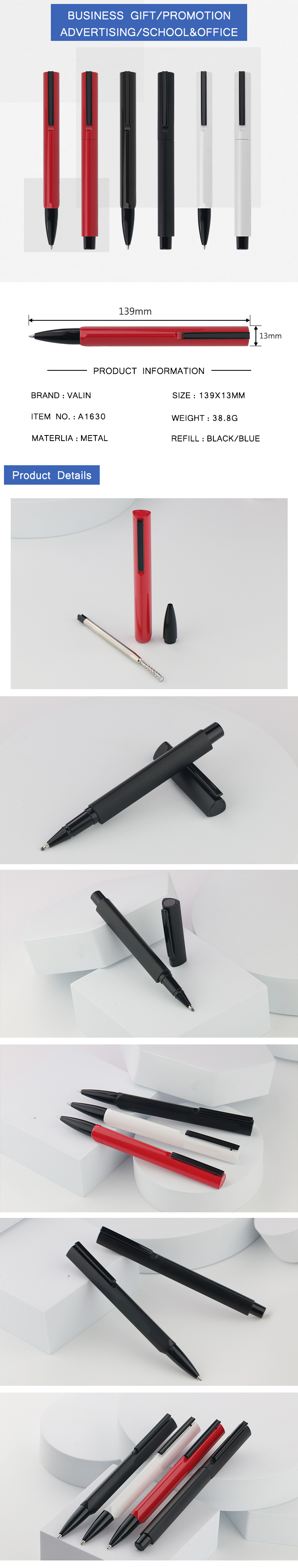 New arrival promotional triangle shape pen metal roller ball pen