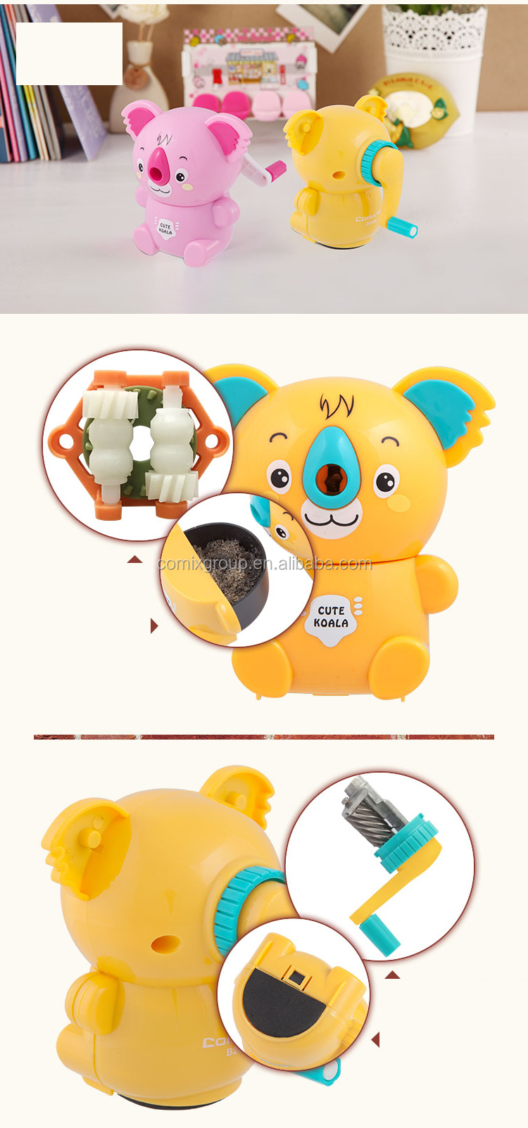 Comix Cute Cartoon Animal Shape Koala Auto Feeding Pencil Sharpeners for Students/Kids