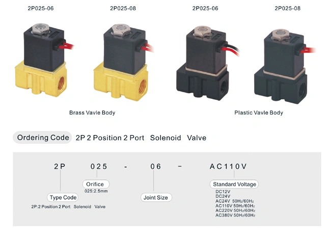 2p025-06 Series Plastic or Brass Solenoid Valve