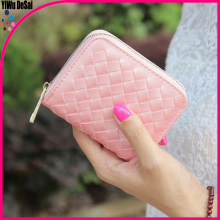 The new women's zero wallet style woven zipper short Wallet