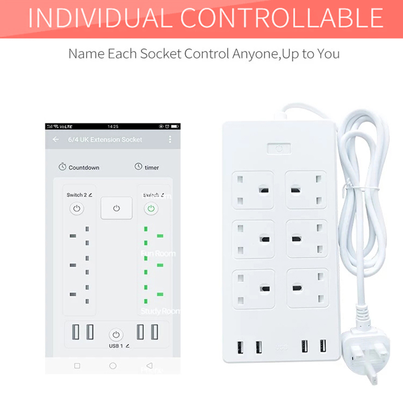 US Smart Wifi Usb Power Strip Surge Protector Outlet Socket Power Extensions Strip Electrical Power Strips TUYA