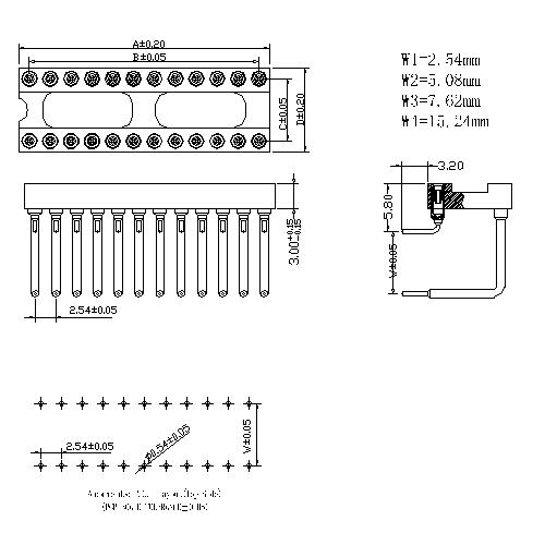 2.54mm Dual-in-line Socket Right Angle DIP