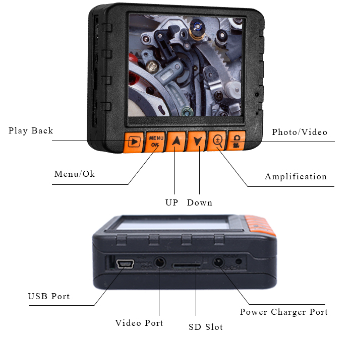 3.5 inch TFT monitor video snake endoscope borescope camera 3mm industrial endoscope