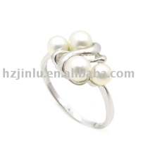 pearl ring, silver pearl ring(R010299)