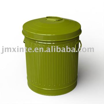 galvanized round compost garbage dust bin