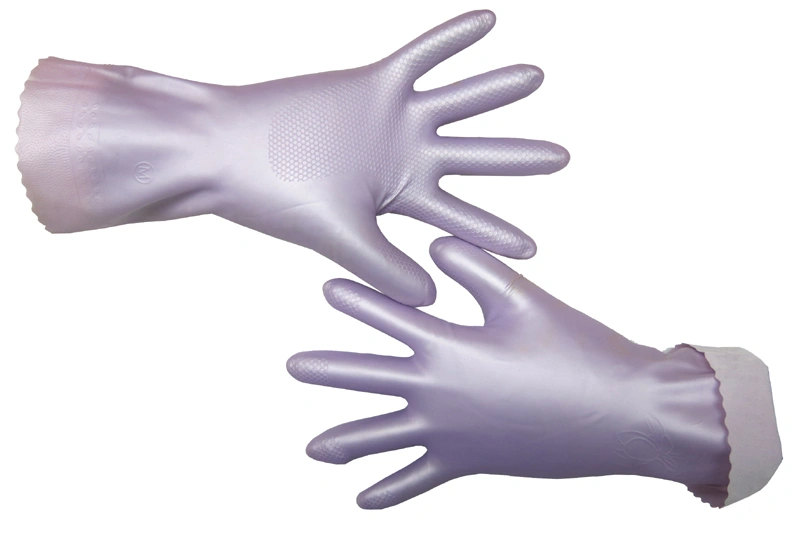 Violet Household Safety Gloves with Implant Flock Lined