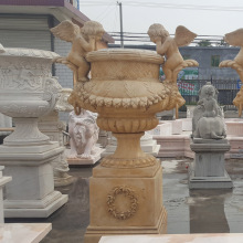 Stone carving European flower pot Square garden decoration small angel flower pot stone flower pot