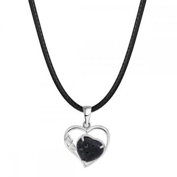 Lava Rock Love Heart Birthstone Pendant Gemstone Necklaces for Women