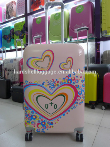 Abs pc printed suitcase expandable luggage