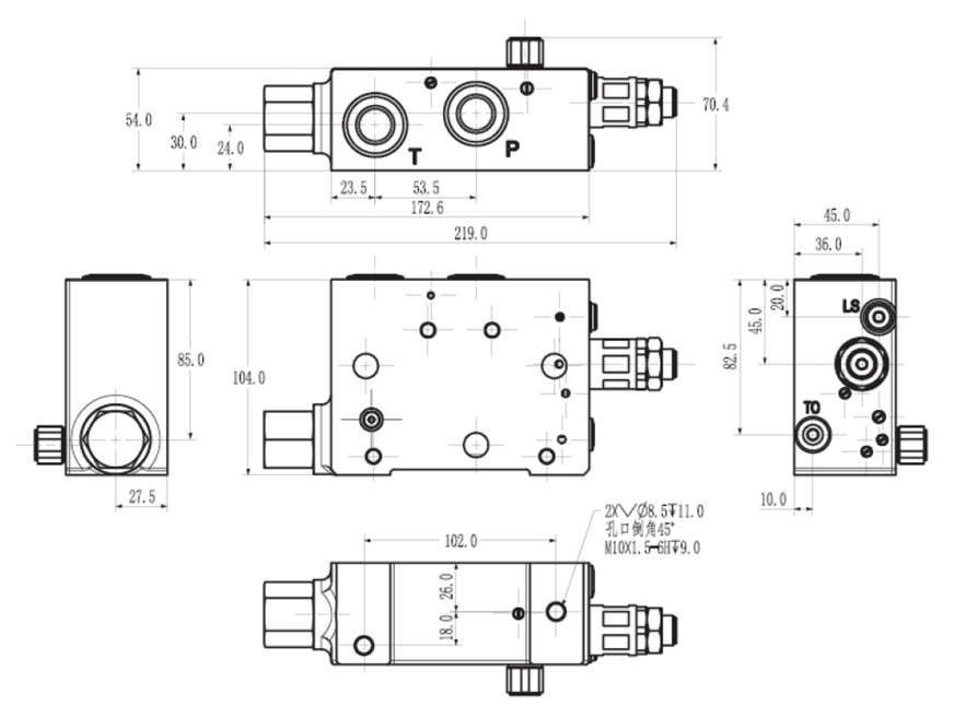 Exploration Machine Flow 200 Liters Sectional Hydraulic Control Valve