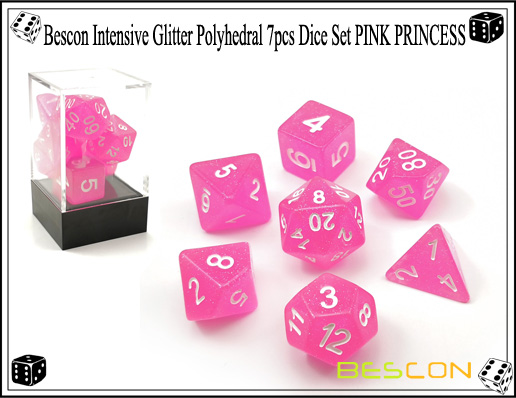 Bescon Intensive Glitter Polyhedral 7pcs Würfel Set PINK PRINCESS-6 Bescon Intensive Glitter Polyhedral 7pcs Dice Set PINK PRINCESS-6