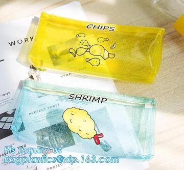 Customized PVC Makeup Bag Stationery Bag, pvc stationery bag, zipper pencil packing pvc stationery bag