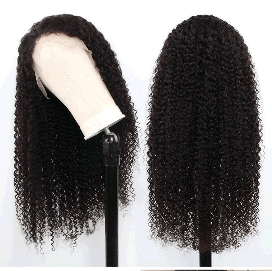 Deep wave kinky curly lace frontal wig brazilian hair virgin human hair wigs for black women