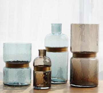 wholesale custom recycled blue vase chinese cylinder vase