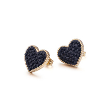 Stainless steel crystal heart stud earrings